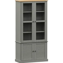 vidaXL Estanterías-Armario con vitrina VIGO madera maciza pino 85x35x170 cm