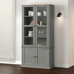 vidaXL Estanterías-Armario con vitrina VIGO madera maciza pino 85x35x170 cm
