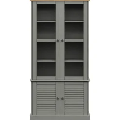 vidaXL Estanterías-Armario con vitrina VIGO madera maciza pino 85x35x170 cm