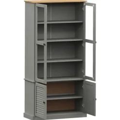 vidaXL Estanterías-Armario con vitrina VIGO madera maciza pino 85x35x170 cm