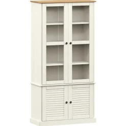 vidaXL Armario con vitrina VIGO madera maciza pino 85x35x170 cm Blanco Online