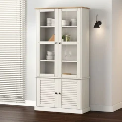 vidaXL Armario con vitrina VIGO madera maciza pino 85x35x170 cm Blanco Online