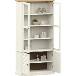 vidaXL Armario con vitrina VIGO madera maciza pino 85x35x170 cm Blanco Online