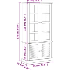 vidaXL Armario con vitrina VIGO madera maciza pino 85x35x170 cm Blanco Online