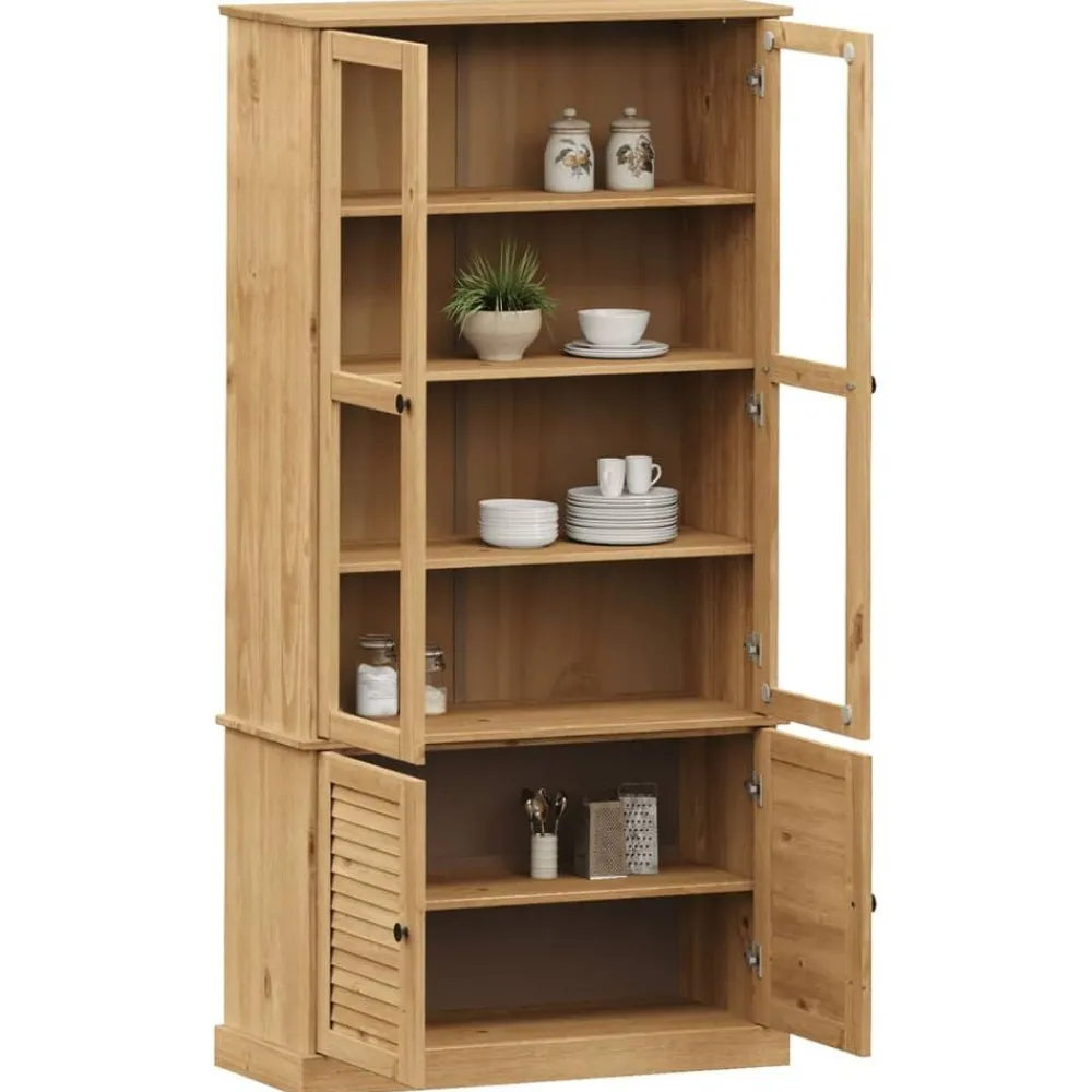 vidaXL Estanterías-Armario con vitrina VIGO madera maciza de pino 85x35x170 cm