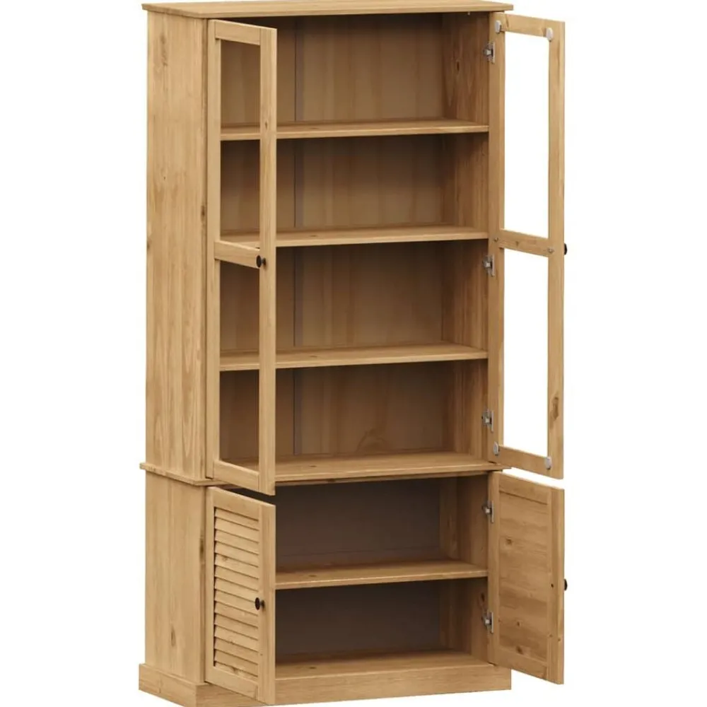 vidaXL Estanterías-Armario con vitrina VIGO madera maciza de pino 85x35x170 cm