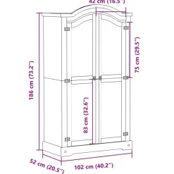 vidaXL Armarios Y Almacenamiento-Armario Corona madera maciza de pino 102x52x186 cm