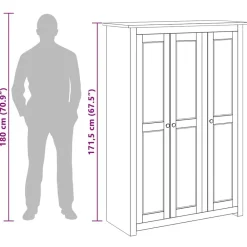 vidaXL Armarios Y Almacenamiento-Armario de 3 puertas pino Panamá Range 118x50x171,5 cm