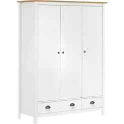 vidaXL Armario de 3 puertas Hill Range madera pino blanco 127x50x170cm Blanco y marr&oacute;n Best