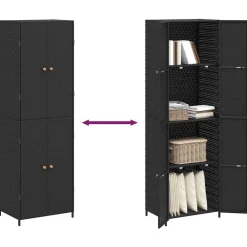 vidaXL Armario de almacenaje de jardín ratán PE 59x40x180 cm Negro Discount
