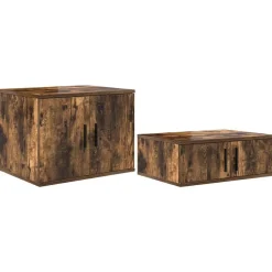 vidaXL Armario de almacenamiento 2 pcs 127 x 41 x 40 cm Roble ahumado Outlet