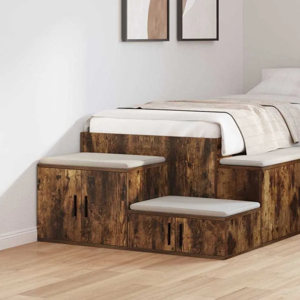 vidaXL Armario de almacenamiento 2 pcs 127 x 41 x 40 cm Roble ahumado Outlet