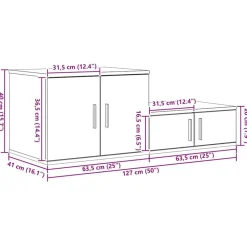 vidaXL Armario de almacenamiento 2 pcs 127 x 41 x 40 cm Roble ahumado Outlet
