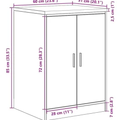 vidaXL Almacenamiento Industrial-Armario de almacenamiento para garaje Roble Sonoma 60x51x85 cm
