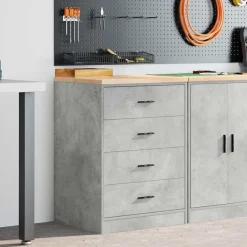 vidaXL Armario de almacenamiento para garaje Roble Sonoma 60x51x85 cm Gris hormig&oacute;n Discount