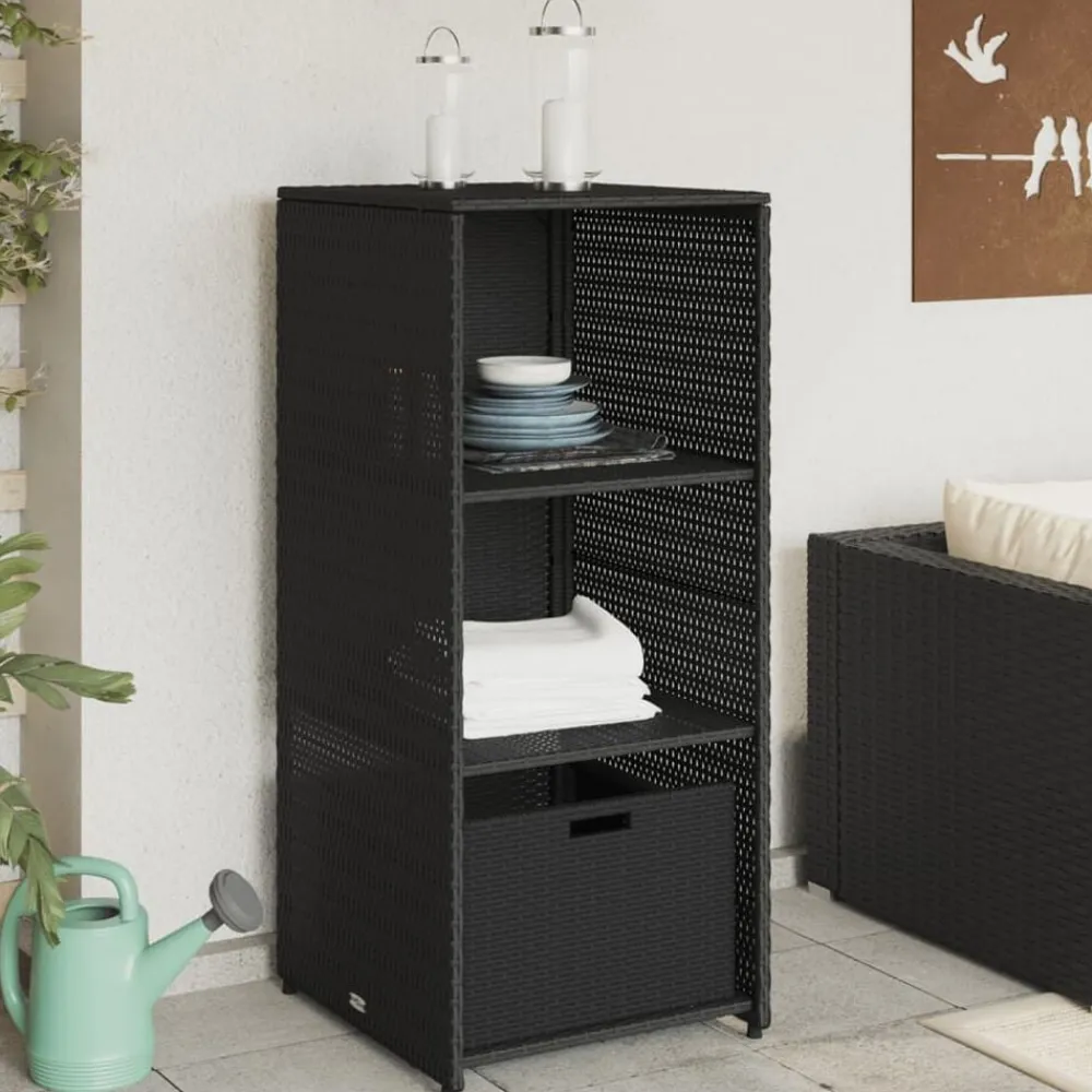 vidaXL Muebles De Jardín-Armario de almacenaje de jardín ratán PE 50x55x115 cm