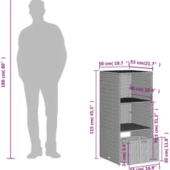 vidaXL Muebles De Jardín-Armario de almacenaje de jardín ratán PE 50x55x115 cm