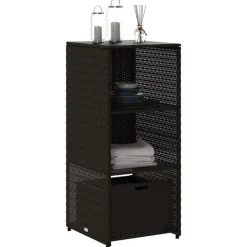 vidaXL Muebles De Jardín-Armario de almacenaje de jardín ratán PE 50x55x115 cm