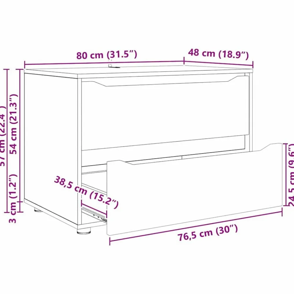 vidaXL Armario de almacenamiento 80 x 48 x 57 cm Madera contrachapada White Clearance