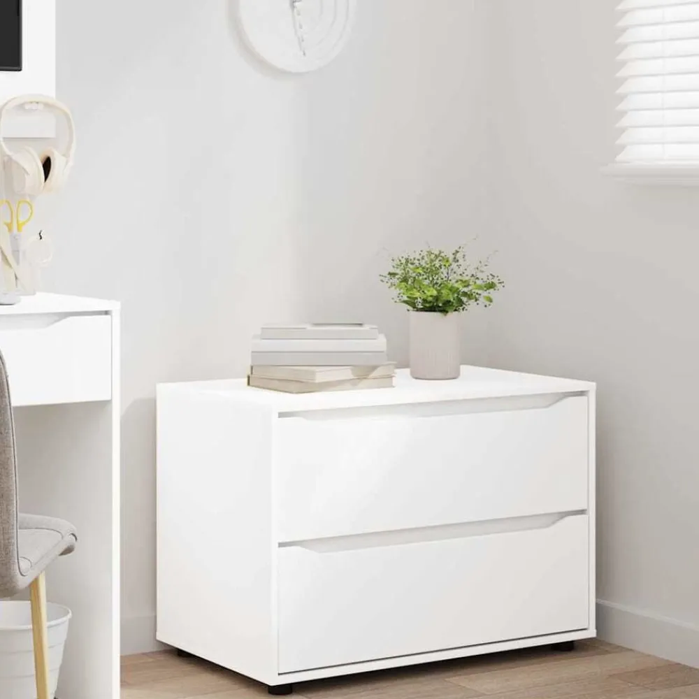 vidaXL Armario de almacenamiento 80 x 48 x 57 cm Madera contrachapada White Clearance