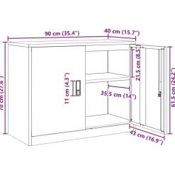 vidaXL Armario de almacenamiento 90 x 40 x 70 cm Acero Antracita Discount
