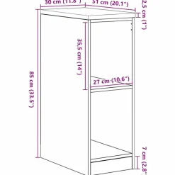 vidaXL Armario de almacenamiento para garaje 30x51x85 cm Roble ahumado Hot