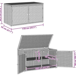 vidaXL Armario de almacenaje de jardín ratán PE 110x55x60,5 cm Negro Hot