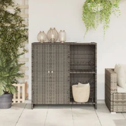 vidaXL Armario de almacenamiento 100 x 36 x 102 cm Ratán Gris Hot