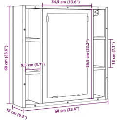 vidaXL Armarios Y Almacenamiento-Armario de baño con espejo de madera de ingeniería de 60x16x60 cm