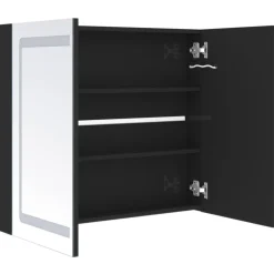 vidaXL Armario de baño con espejo LED negro brillante 80x12x68 cm Negro brillo Hot