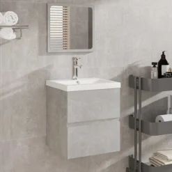 vidaXL Armario de baño con espejo madera de ingeniería gris hormigón Gris hormig&oacute;n Best