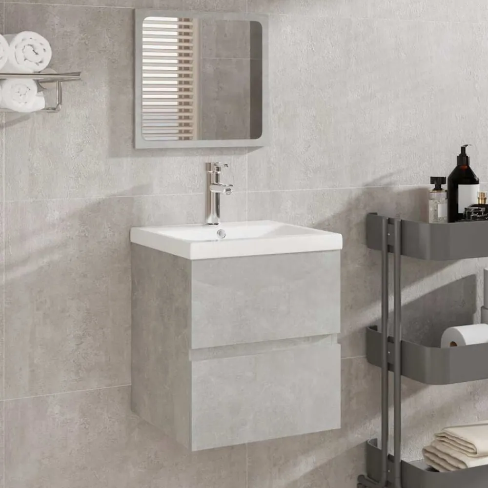 vidaXL Armario de baño con espejo madera de ingeniería gris hormigón Gris hormigón Best