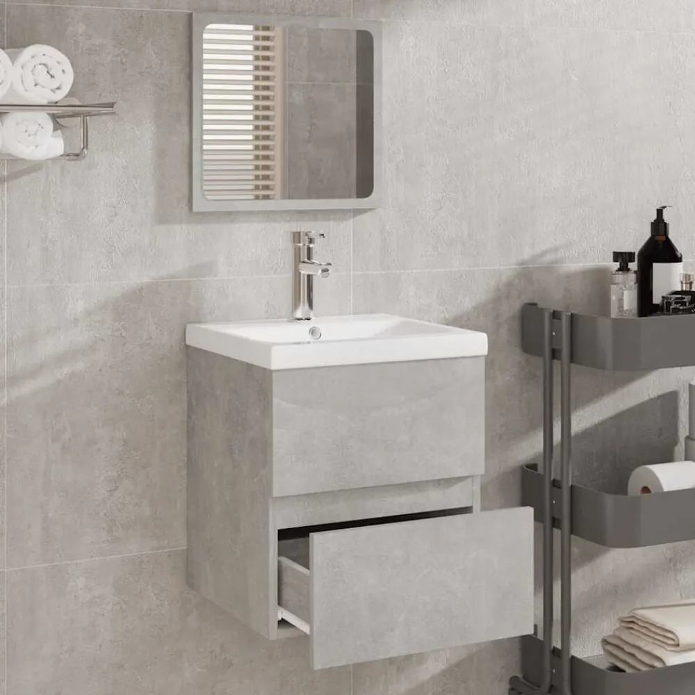 vidaXL Armario de baño con espejo madera de ingeniería gris hormigón Gris hormigón Best