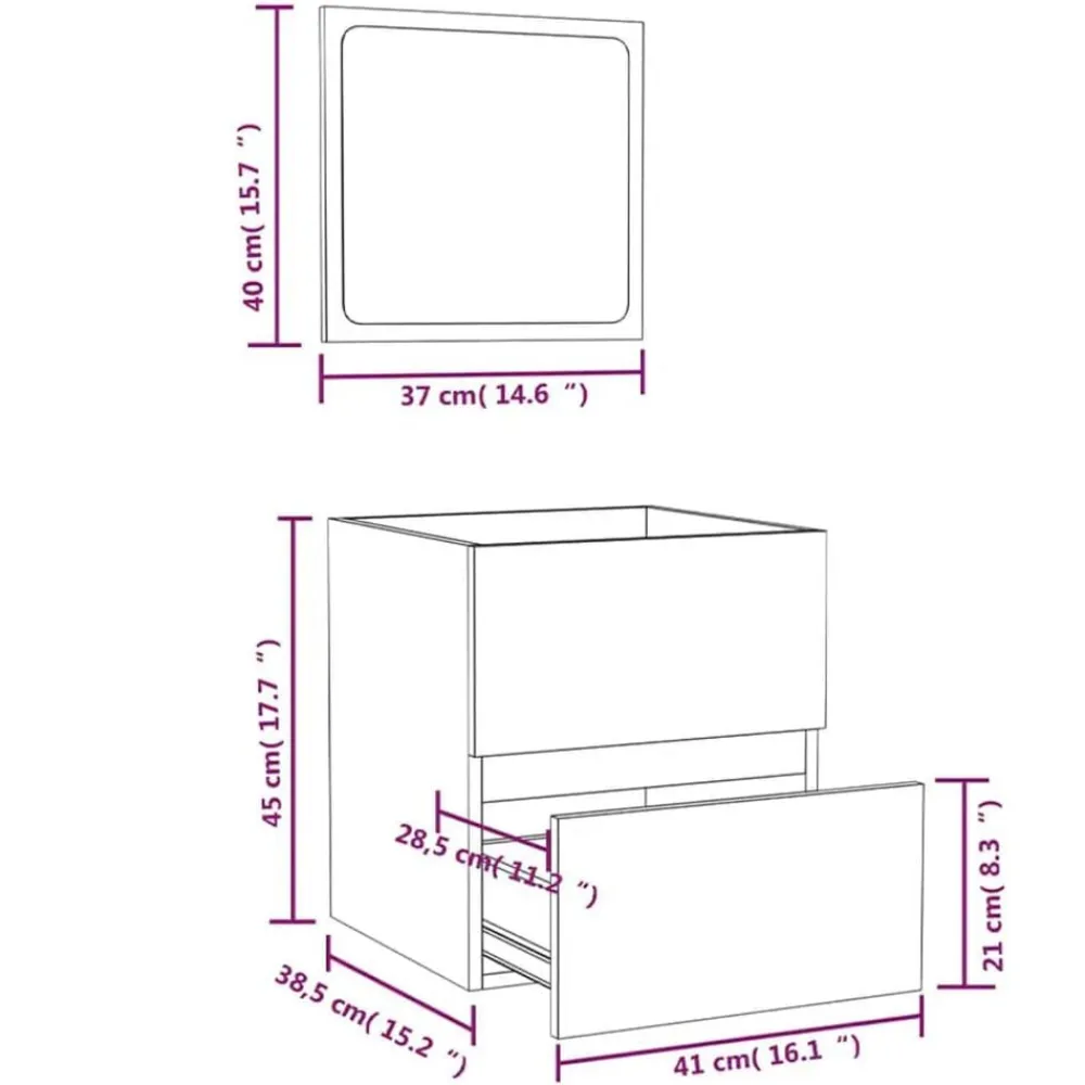vidaXL Armario de baño con espejo madera de ingeniería gris hormigón Gris hormigón Best