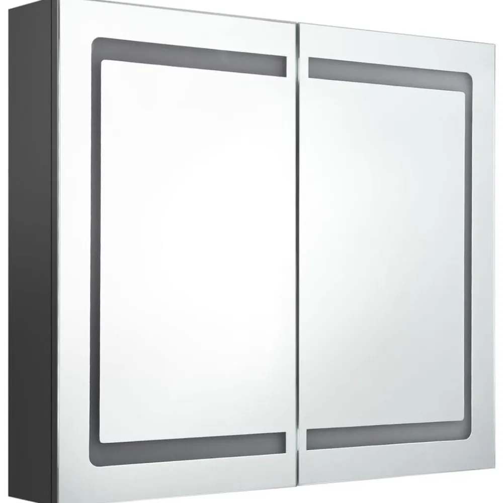 vidaXL Armarios Y Almacenamiento-Armario de baño con espejo y LED 80x12x68 cm