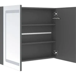 vidaXL Armarios Y Almacenamiento-Armario de baño con espejo y LED 80x12x68 cm