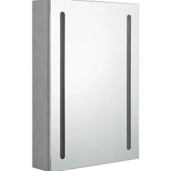 vidaXL Armarios Y Almacenamiento-Armario de baño con espejo y LED gris hormigón 50x13x70 cm