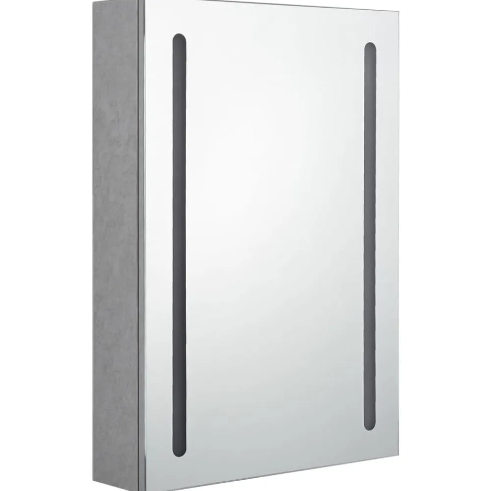 vidaXL Armarios Y Almacenamiento-Armario de baño con espejo y LED gris hormigón 50x13x70 cm