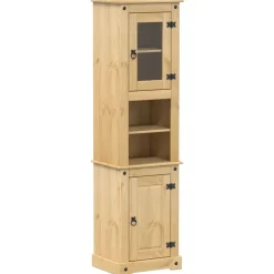 vidaXL Armario de baño «Corona» madera maciza de pino 50x40x185 cm Cera de miel Hot