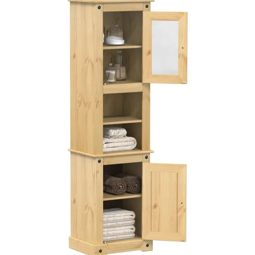 vidaXL Armario de baño «Corona» madera maciza de pino 50x40x185 cm Cera de miel Hot