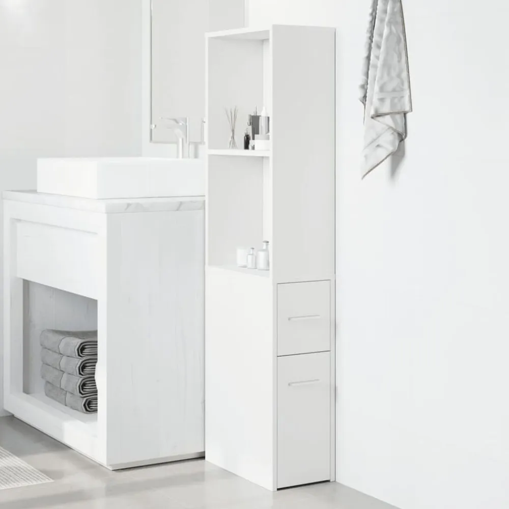 vidaXL Armarios Y Almacenamiento-Armario de baño estrecho con ruedas madera de ingeniería