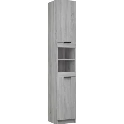 vidaXL Armario de baño madera contrachapada 32x34x188,5 cm Gris sonoma Sale