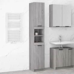 vidaXL Armario de baño madera contrachapada 32x34x188,5 cm Gris sonoma Sale