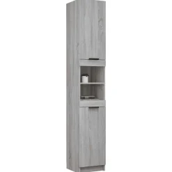 vidaXL Armario de baño madera contrachapada 32x34x188,5 cm Gris sonoma Sale