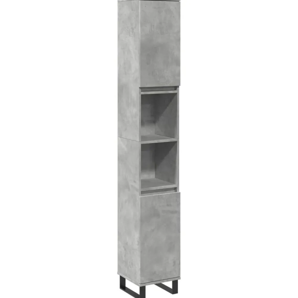 vidaXL Armario de baño madera contrachapada gris hormigón 30x30x190 cm Gris hormigón Outlet