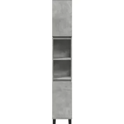 vidaXL Armario de baño madera contrachapada gris hormigón 30x30x190 cm Gris hormigón Outlet
