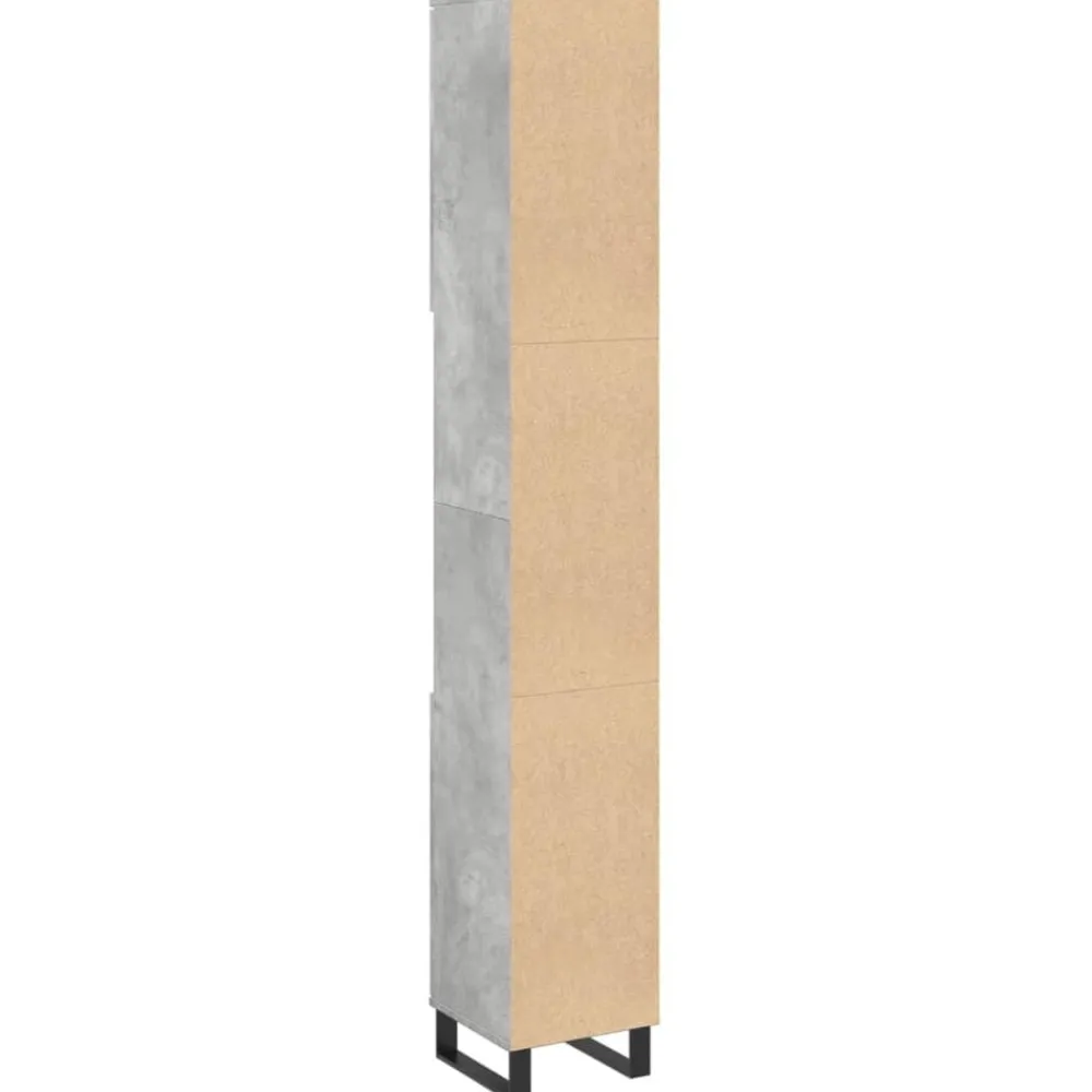 vidaXL Armario de baño madera contrachapada gris hormigón 30x30x190 cm Gris hormigón Outlet