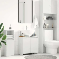 vidaXL Armario de baño madera contrachapada blanco brillo 60x33x61 cm Blanco brillante Hot