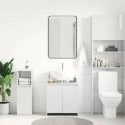 vidaXL Armario de baño madera contrachapada blanco brillo 60x33x61 cm Blanco brillante Hot
