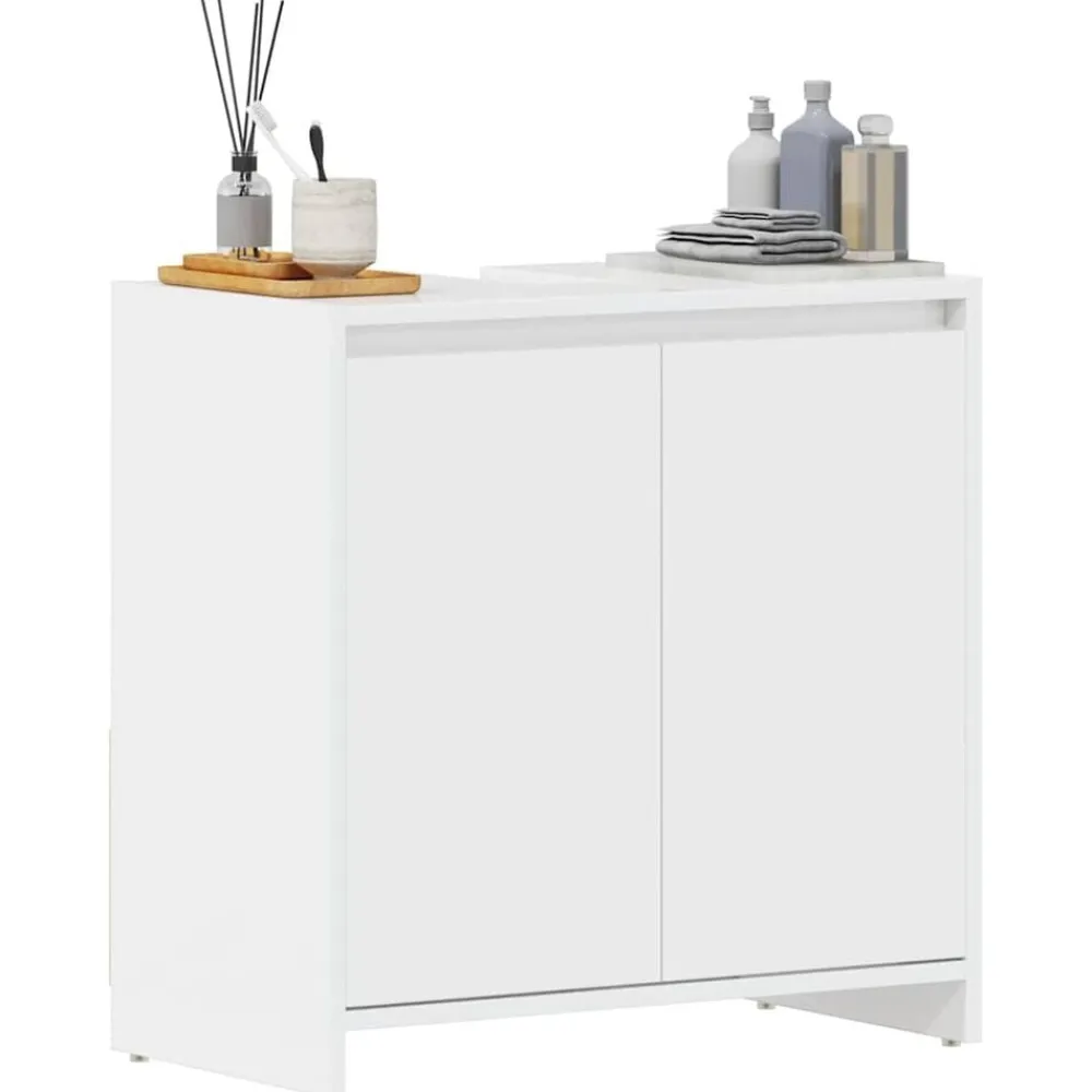 vidaXL Armario de baño madera contrachapada blanco brillo 60x33x61 cm Blanco brillante Hot